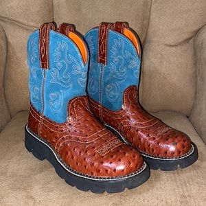 ARIAT Fat Baby Leather Mid Calf Cowboy Boots 7 1/2